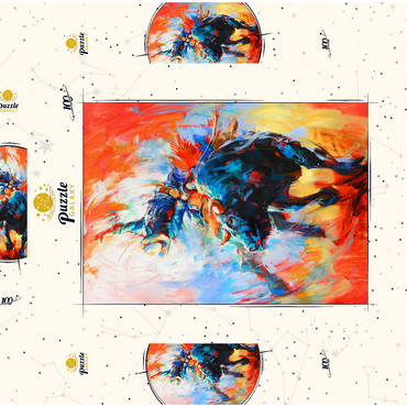 Darstellung des Puzzle Motivs Rodeo Bull Rider in Vivid Motion 100 Puzzle Schachtel 3D Modell