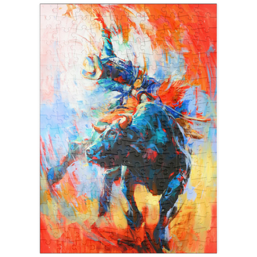 Darstellung des Puzzle Motivs puzzleplate Rodeo Bull Rider in Vivid Motion 200 Puzzle