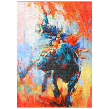 Darstellung des Puzzle Motivs puzzleplate Rodeo Bull Rider in Vivid Motion 500 Puzzle
