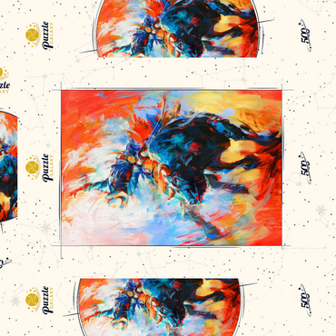 Darstellung des Puzzle Motivs Rodeo Bull Rider in Vivid Motion 500 Puzzle Schachtel 3D Modell