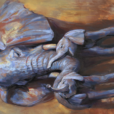 Darstellung des Puzzle Motivs African Elephants Mother and Calves 1000 Puzzle 3D Modell