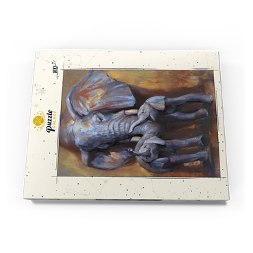 Darstellung des Puzzle Motivs African Elephants Mother and Calves 100 Puzzle Schachtel Ansicht3