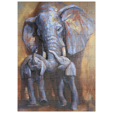 Darstellung des Puzzle Motivs puzzleplate African Elephants Mother and Calves 100 Puzzle