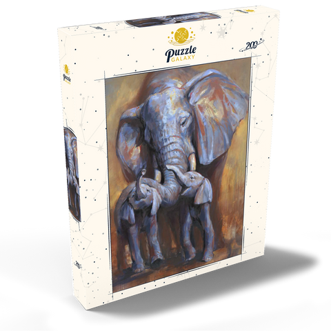 Darstellung des Puzzle Motivs Afrikanische Elefanten Mutter und Kälber African Elephants Mother and Calves 200 Puzzle Schachtel Ansicht2