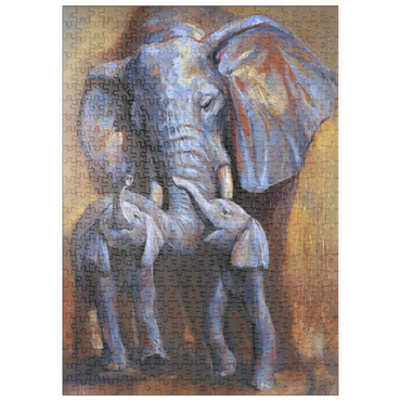 Darstellung des Puzzle Motivs puzzleplate African Elephants Mother and Calves 500 Puzzle