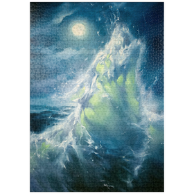 Darstellung des Puzzle-Motivs Mondbeschienene Meereswelle in abstrakter Bewegung – Puzzleteile: 1000