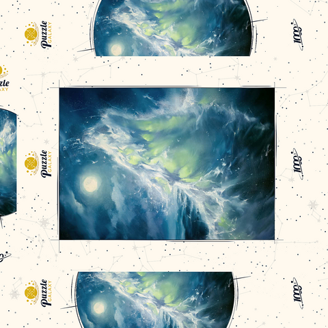 Darstellung des Puzzle Motivs Mondbeschienene Meereswelle in abstrakter Bewegung Moonlit Ocean Wave in Abstract Motion 1000 Puzzle Schachtel 3D Modell