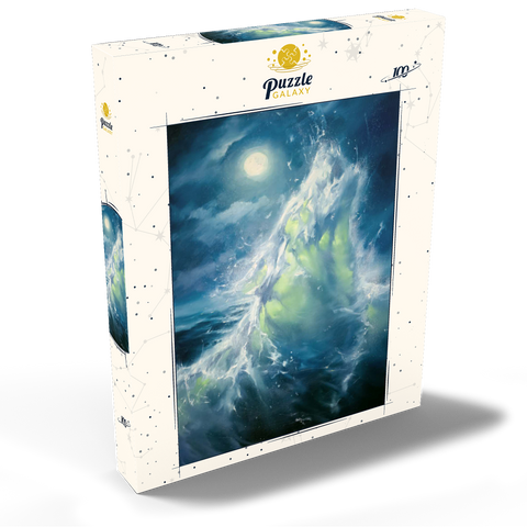 Darstellung des Puzzle Motivs Mondbeschienene Meereswelle in abstrakter Bewegung Moonlit Ocean Wave in Abstract Motion 100 Puzzle Schachtel Ansicht2