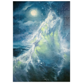 Darstellung des Puzzle Motivs Mondbeschienene Meereswelle in abstrakter Bewegung - Puzzleteile: 100