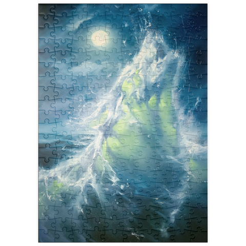 Darstellung des Puzzle Motivs Mondbeschienene Meereswelle in abstrakter Bewegung puzzleplate Moonlit Ocean Wave in Abstract Motion 200 Puzzle