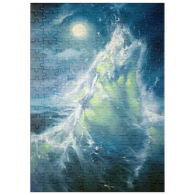 Darstellung des Puzzle Motivs Mondbeschienene Meereswelle in abstrakter Bewegung - Puzzleteile: 200