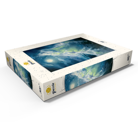 Darstellung des Puzzle Motivs Mondbeschienene Meereswelle in abstrakter Bewegung - Puzzleteile: 500