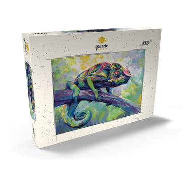 Darstellung des Puzzle Motivs Colorful Panther Chameleon on Tree Branch 1000 Puzzle Schachtel Ansicht2