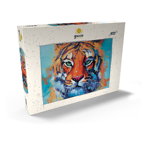 Darstellung des Puzzle Motivs Lebendiges Gemälde eines Bengalischen Tigers in Nahaufnahme Vibrant Bengal Tiger Close-Up Painting 1000 Puzzle Schachtel Ansicht2