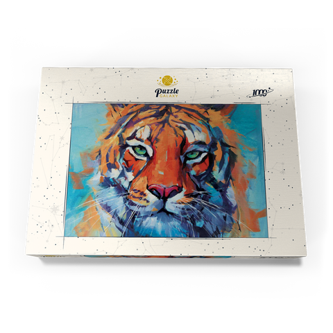 Darstellung des Puzzle Motivs Lebendiges Gemälde eines Bengalischen Tigers in Nahaufnahme Vibrant Bengal Tiger Close-Up Painting 1000 Puzzle Schachtel Ansicht3