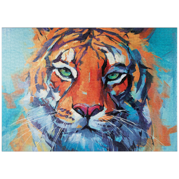 Darstellung des Puzzle Motivs puzzleplate Vibrant Bengal Tiger Close-Up Painting 1000 Puzzle