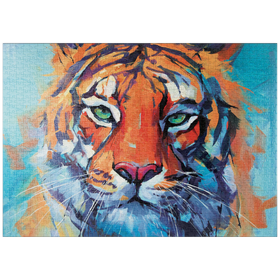 Darstellung des Puzzle Motivs Lebendiges Gemälde eines Bengalischen Tigers in Nahaufnahme - Puzzleteile: 1000