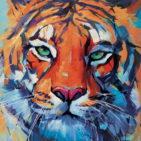 Darstellung des Puzzle Motivs Lebendiges Gemälde eines Bengalischen Tigers in Nahaufnahme Vibrant Bengal Tiger Close-Up Painting 1000 Puzzle 3D Modell