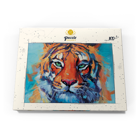 Darstellung des Puzzle Motivs Lebendiges Gemälde eines Bengalischen Tigers in Nahaufnahme Vibrant Bengal Tiger Close-Up Painting 100 Puzzle Schachtel Ansicht3