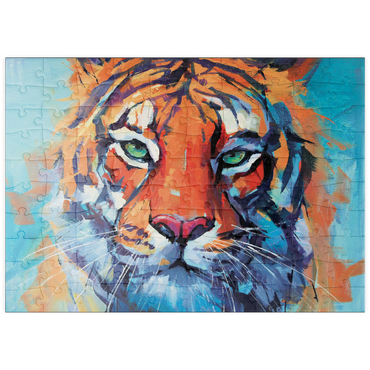 Darstellung des Puzzle Motivs puzzleplate Vibrant Bengal Tiger Close-Up Painting 100 Puzzle