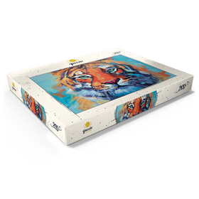 Darstellung des Puzzle Motivs Lebendiges Gemälde eines Bengalischen Tigers in Nahaufnahme - Puzzleteile: 200