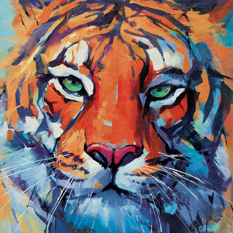 Darstellung des Puzzle Motivs Lebendiges Gemälde eines Bengalischen Tigers in Nahaufnahme Vibrant Bengal Tiger Close-Up Painting 200 Puzzle 3D Modell