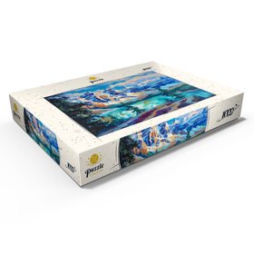 Alternative Darstellung des Puzzle-Motivs Schneebedeckte Gipfel über dem Smaragdsee – Puzzleteile: 1000