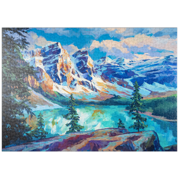 Darstellung des Puzzle Motivs puzzleplate Snow-Capped Peaks Above Emerald Lake 1000 Puzzle