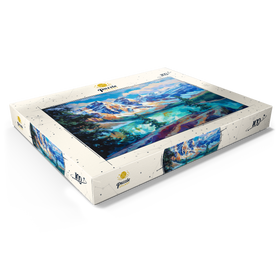 Darstellung des Puzzle Motivs Schneebedeckte Gipfel über dem Smaragdsee - Puzzleteile: 100