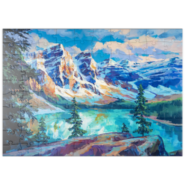 Darstellung des Puzzle Motivs puzzleplate Snow-Capped Peaks Above Emerald Lake 100 Puzzle