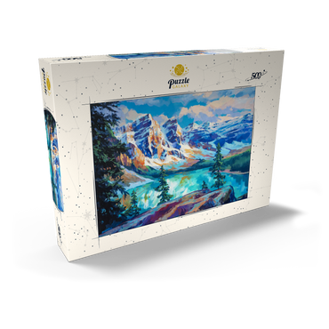 Darstellung des Puzzle Motivs Snow-Capped Peaks Above Emerald Lake 500 Puzzle Schachtel Ansicht2