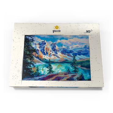 Darstellung des Puzzle Motivs Snow-Capped Peaks Above Emerald Lake 500 Puzzle Schachtel Ansicht3