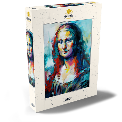 Darstellung des Puzzle Motivs Mona Lisa im Stil des Abstrakten Expressionismus Mona Lisa in Abstract Expressionist Style 1000 Puzzle Schachtel Ansicht2