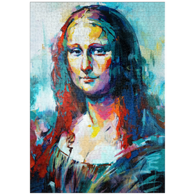 Darstellung des Puzzle-Motivs Mona Lisa im Stil des Abstrakten Expressionismus – Puzzleteile: 1000