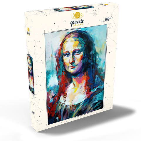 Darstellung des Puzzle Motivs Mona Lisa im Stil des Abstrakten Expressionismus Mona Lisa in Abstract Expressionist Style 100 Puzzle Schachtel Ansicht2