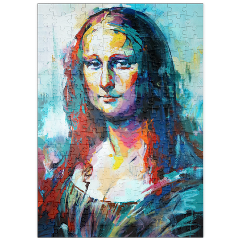 Darstellung des Puzzle Motivs Mona Lisa im Stil des Abstrakten Expressionismus puzzleplate Mona Lisa in Abstract Expressionist Style 200 Puzzle