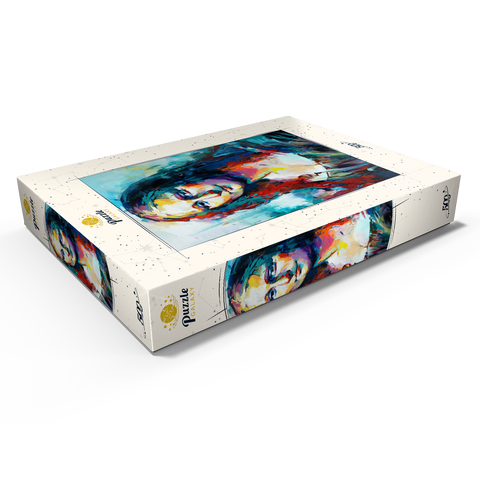 Darstellung des Puzzle Motivs Mona Lisa im Stil des Abstrakten Expressionismus Mona Lisa in Abstract Expressionist Style 500 Puzzle Schachtel Ansicht1
