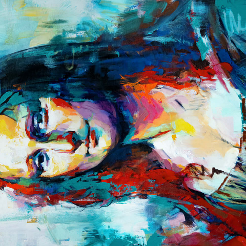 Darstellung des Puzzle Motivs Mona Lisa im Stil des Abstrakten Expressionismus Mona Lisa in Abstract Expressionist Style 500 Puzzle 3D Modell