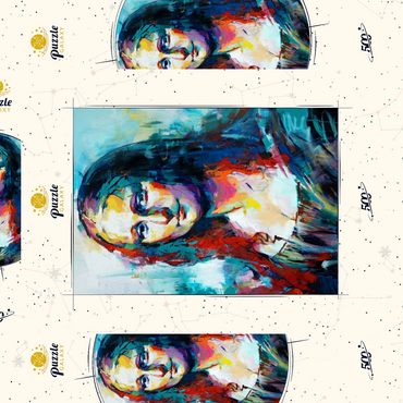 Darstellung des Puzzle Motivs Mona Lisa in Abstract Expressionist Style 500 Puzzle Schachtel 3D Modell