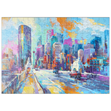 Darstellung des Puzzle Motivs puzzleplate Vibrant Urban Skyline in Expressive Art Style 200 Puzzle