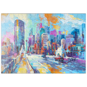 Darstellung des Puzzle Motivs Lebendige Stadt skyline in ausdrucksstarkem Kunststil - Puzzleteile: 200