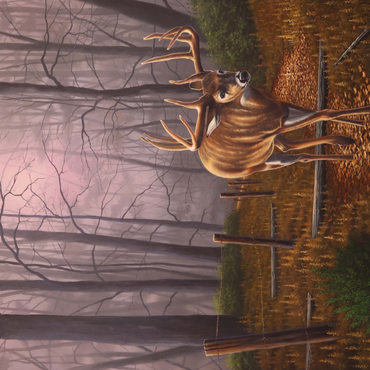 Darstellung des Puzzle Motivs White-Tailed Deer in Autumn Forest Mist 1000 Puzzle 3D Modell