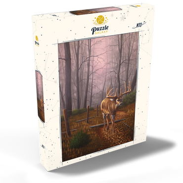 Darstellung des Puzzle Motivs White-Tailed Deer in Autumn Forest Mist 100 Puzzle Schachtel Ansicht2