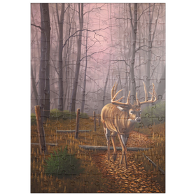 Darstellung des Puzzle Motivs Weißwedelhirsch im Herbstnebel - Puzzleteile: 100