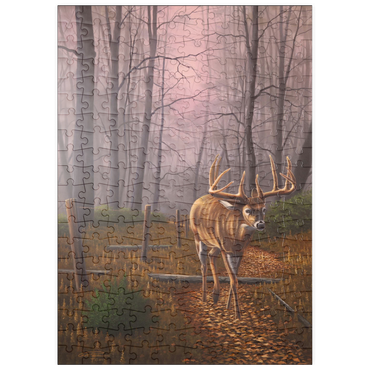 Darstellung des Puzzle Motivs puzzleplate White-Tailed Deer in Autumn Forest Mist 200 Puzzle