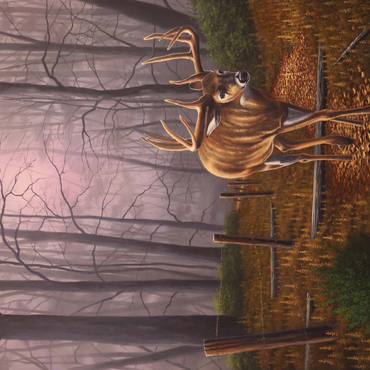 Darstellung des Puzzle Motivs White-Tailed Deer in Autumn Forest Mist 200 Puzzle 3D Modell