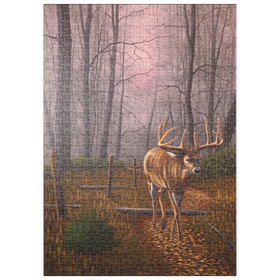 Darstellung des Puzzle Motivs Weißwedelhirsch im Herbstnebel - Puzzleteile: 500