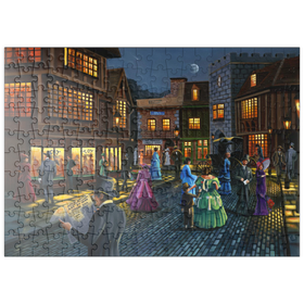 Darstellung des Puzzle-Motivs Viktorianische Straßenszene bei Mondschein – Puzzleteile: 200