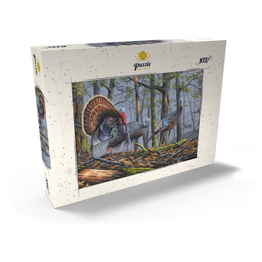 Darstellung des Puzzle Motivs Wild Eastern Turkeys in Foggy Woodland 1000 Puzzle Schachtel Ansicht2