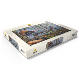 Alternative Darstellung des Puzzle-Motivs Wilde Truthähne im nebligen Wald – Puzzleteile: 200